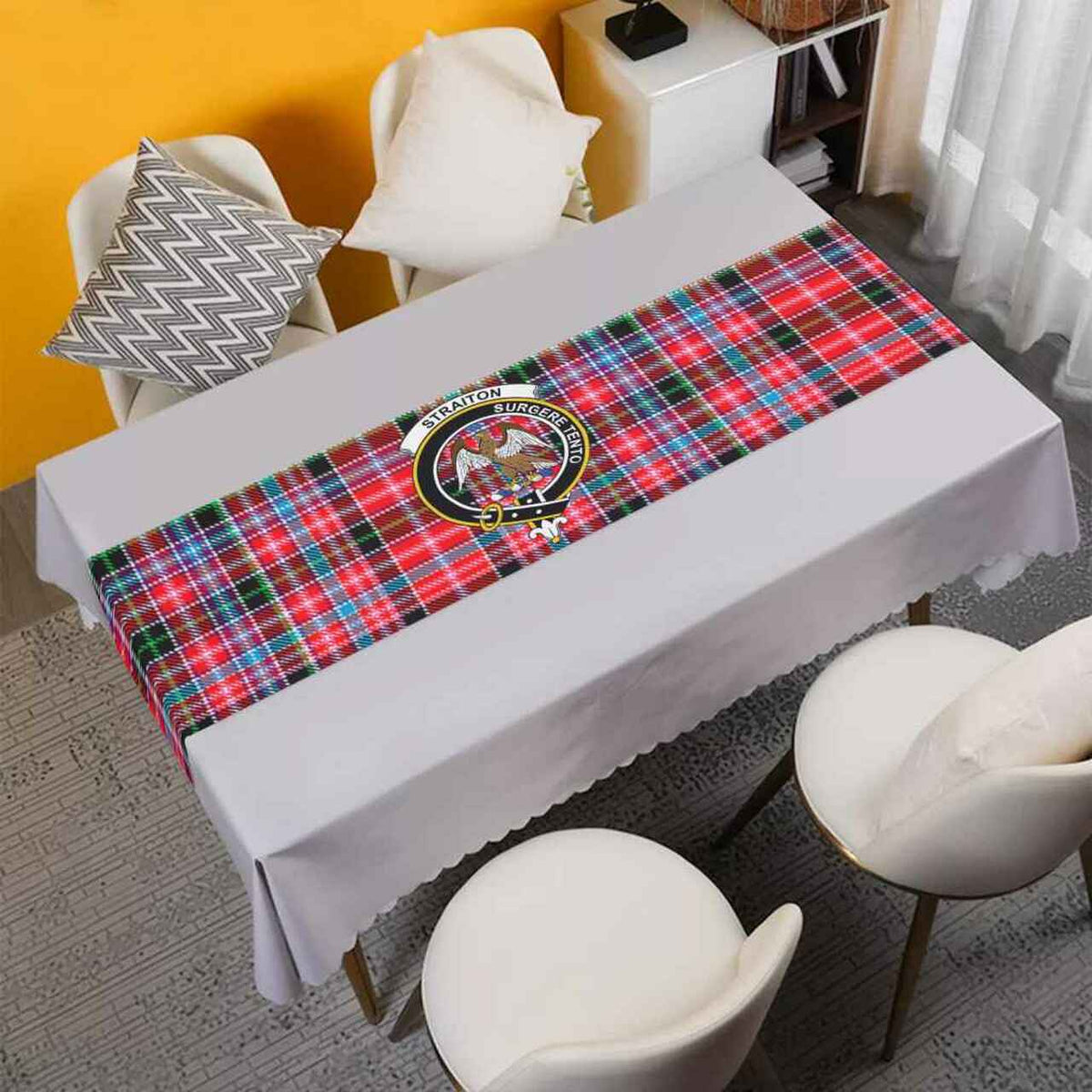 Straiton Tartan Crest Table Runner - Cotton table runner