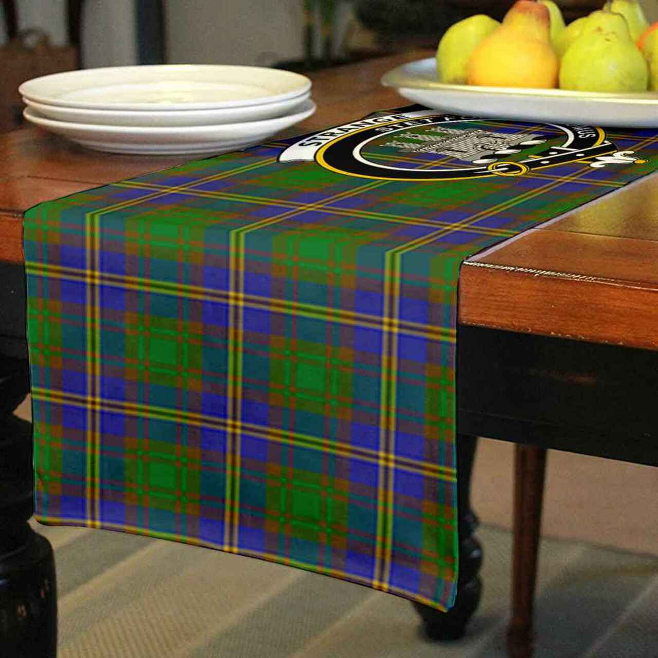 Strange (or Strang) Tartan Crest Table Runner - Cotton table runner