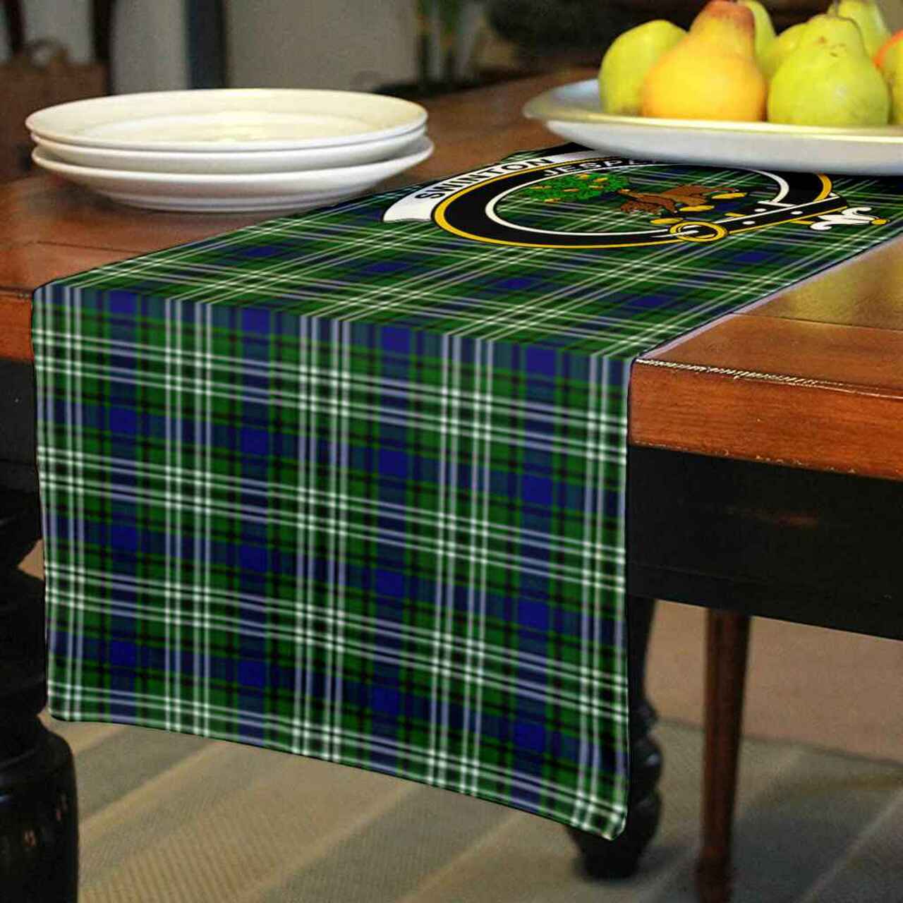 Swinton Tartan Crest Table Runner - Cotton table runner