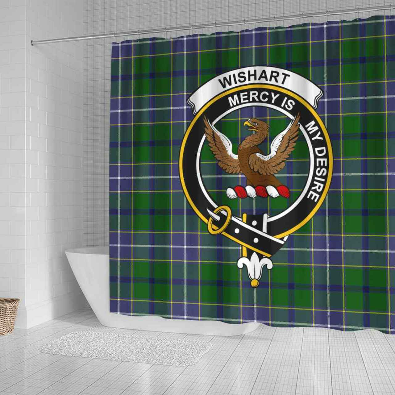 Wishart Tartan Crest Shower Curtain