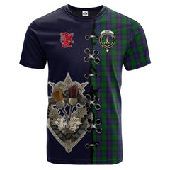 Shaw Tartan T-shirt - Lion Rampant And Celtic Thistle Style