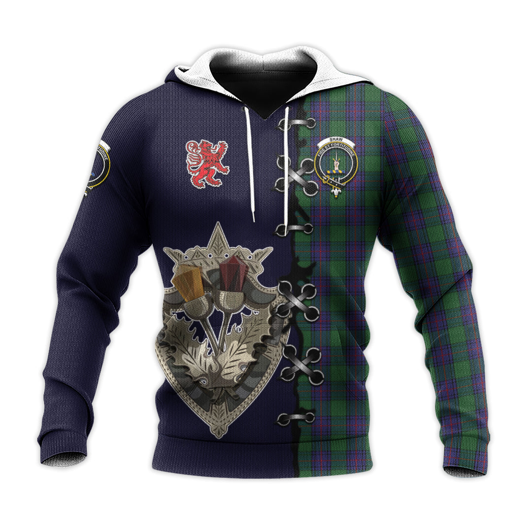 Shaw Tartan Hoodie - Lion Rampant And Celtic Thistle Style