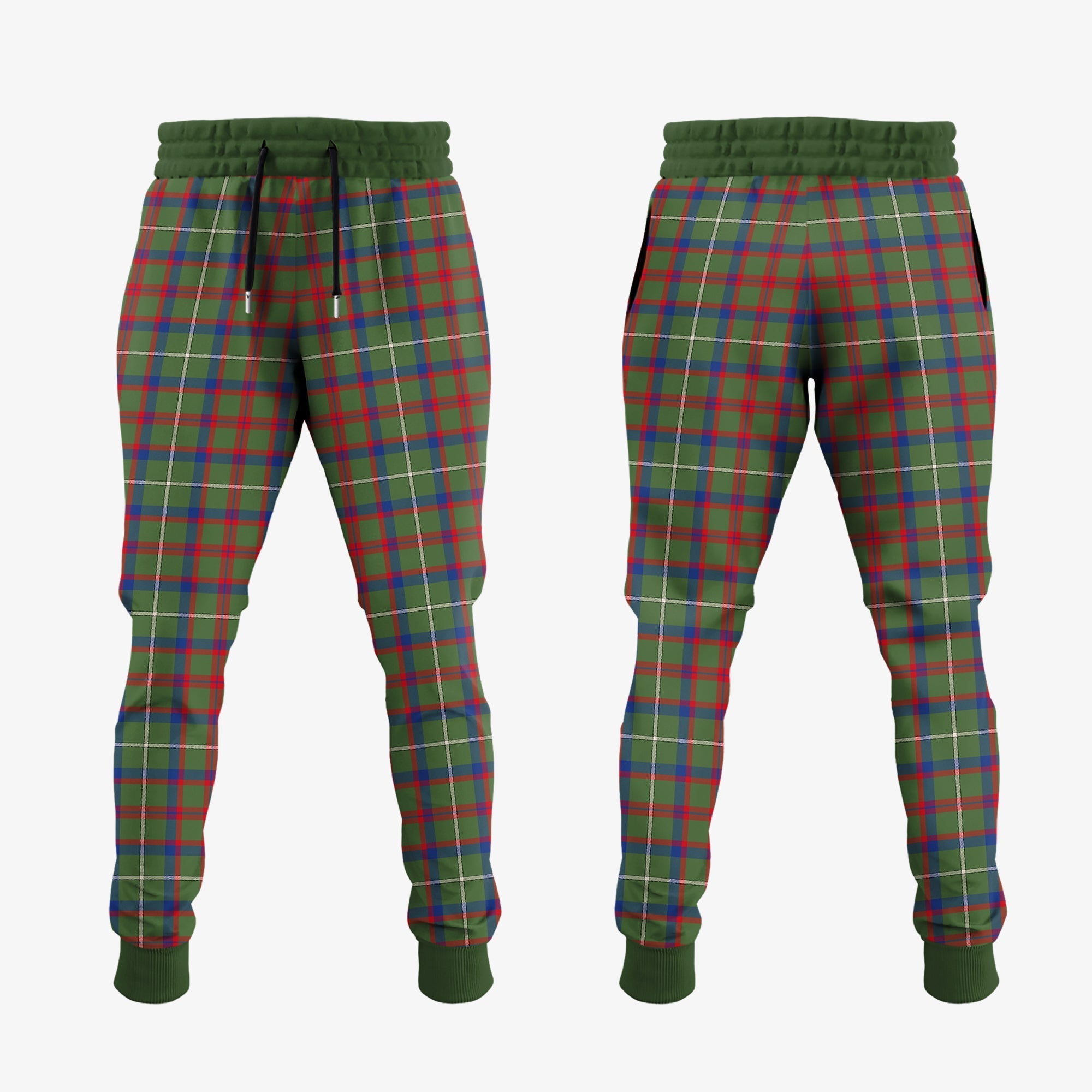 Shaw Green Modern Tartan Crest Jogger Sweatpants