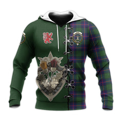 Shaw Modern Tartan Hoodie - Lion Rampant And Celtic Thistle Style