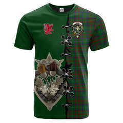 Shaw of Tordarroch Green Hunting Tartan T-shirt - Lion Rampant And Celtic Thistle Style