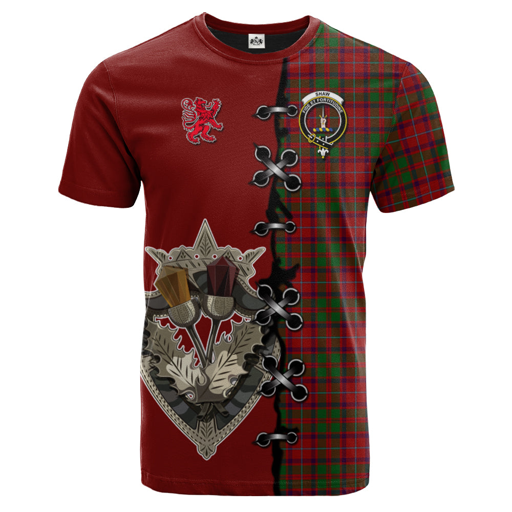 Shaw of Tordarroch Red Dress Tartan T-shirt - Lion Rampant And Celtic Thistle Style