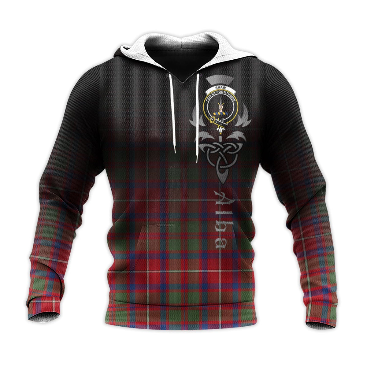 Shaw Red Modern Tartan Hoodie - Alba Celtic Style