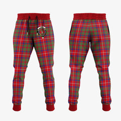 Shaw Red Modern Tartan Crest Jogger Sweatpants