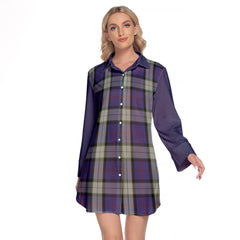 Sinclair Dress Tartan Women's Lapel Shirt Dress With Long Sleeve