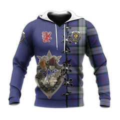 Sinclair Dress Tartan Hoodie - Lion Rampant And Celtic Thistle Style