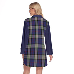 Sinclair Dress Tartan Women's Lapel Shirt Dress With Long Sleeve