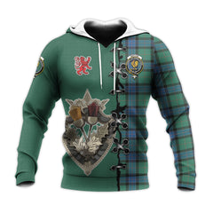 Sinclair Hunting Ancient Tartan Hoodie - Lion Rampant And Celtic Thistle Style