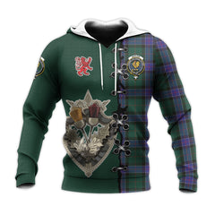 Sinclair Hunting Modern Tartan Hoodie - Lion Rampant And Celtic Thistle Style