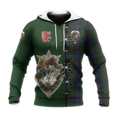 Skene Tartan Hoodie - Lion Rampant And Celtic Thistle Style