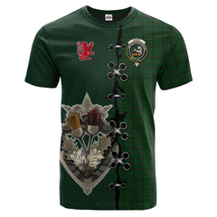 Skene or Tribe of Mar Tartan T-shirt - Lion Rampant And Celtic Thistle Style