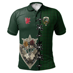 Skene or Tribe of Mar Tartan Polo Shirt - Lion Rampant And Celtic Thistle Style