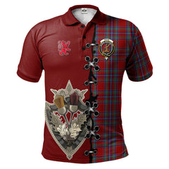 Spens Tartan Polo Shirt - Lion Rampant And Celtic Thistle Style