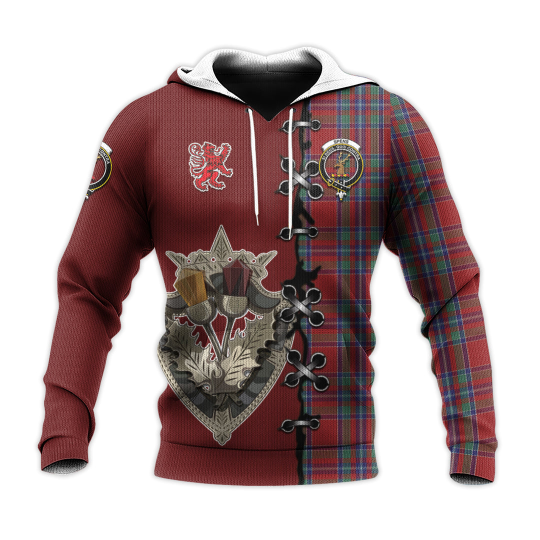 Spens Tartan Hoodie - Lion Rampant And Celtic Thistle Style