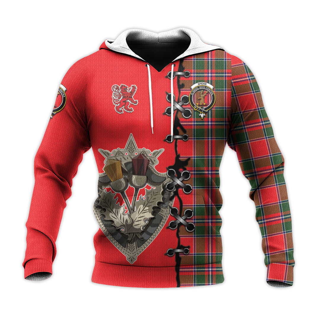 Spens Modern Tartan Hoodie - Lion Rampant And Celtic Thistle Style