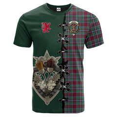 Spens (Spence) Tartan T-shirt - Lion Rampant And Celtic Thistle Style