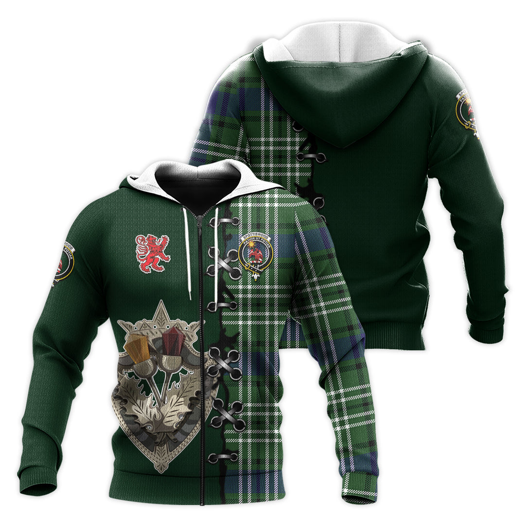 Spottiswood Tartan Hoodie - Lion Rampant And Celtic Thistle Style