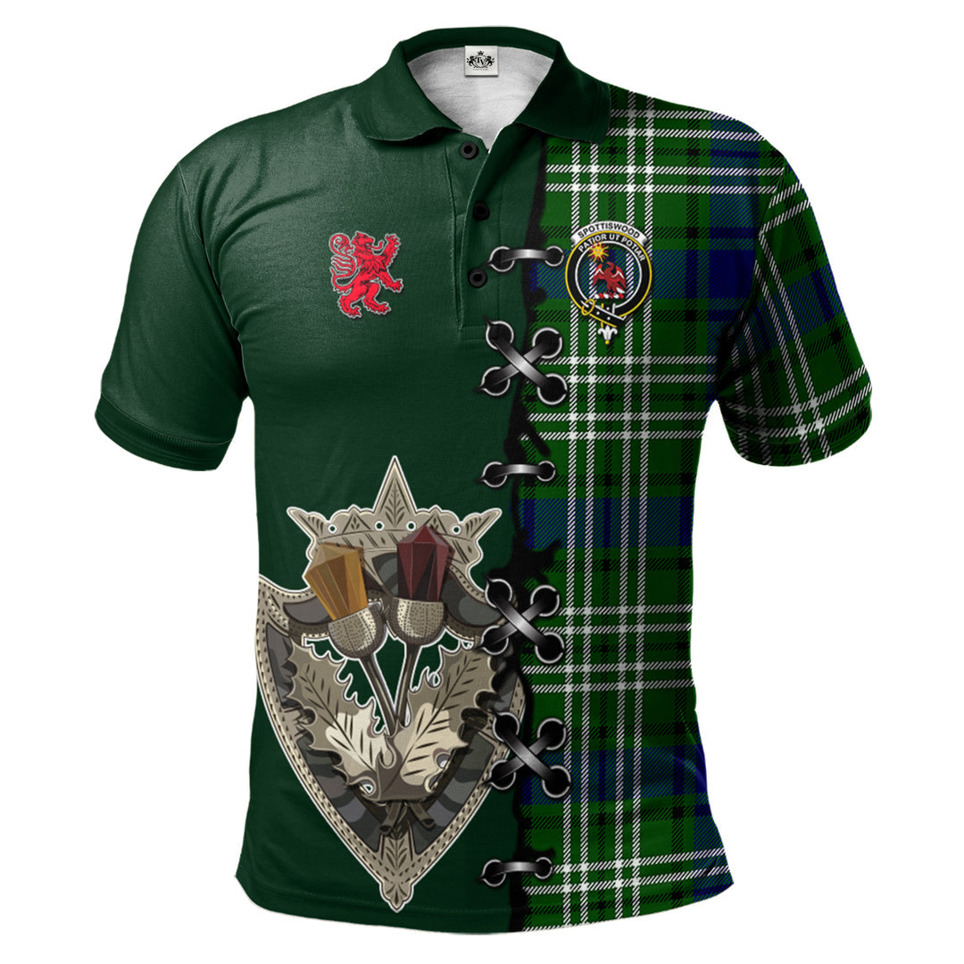 Spottiswood Tartan Polo Shirt - Lion Rampant And Celtic Thistle Style