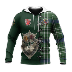 Spottiswood Tartan Hoodie - Lion Rampant And Celtic Thistle Style