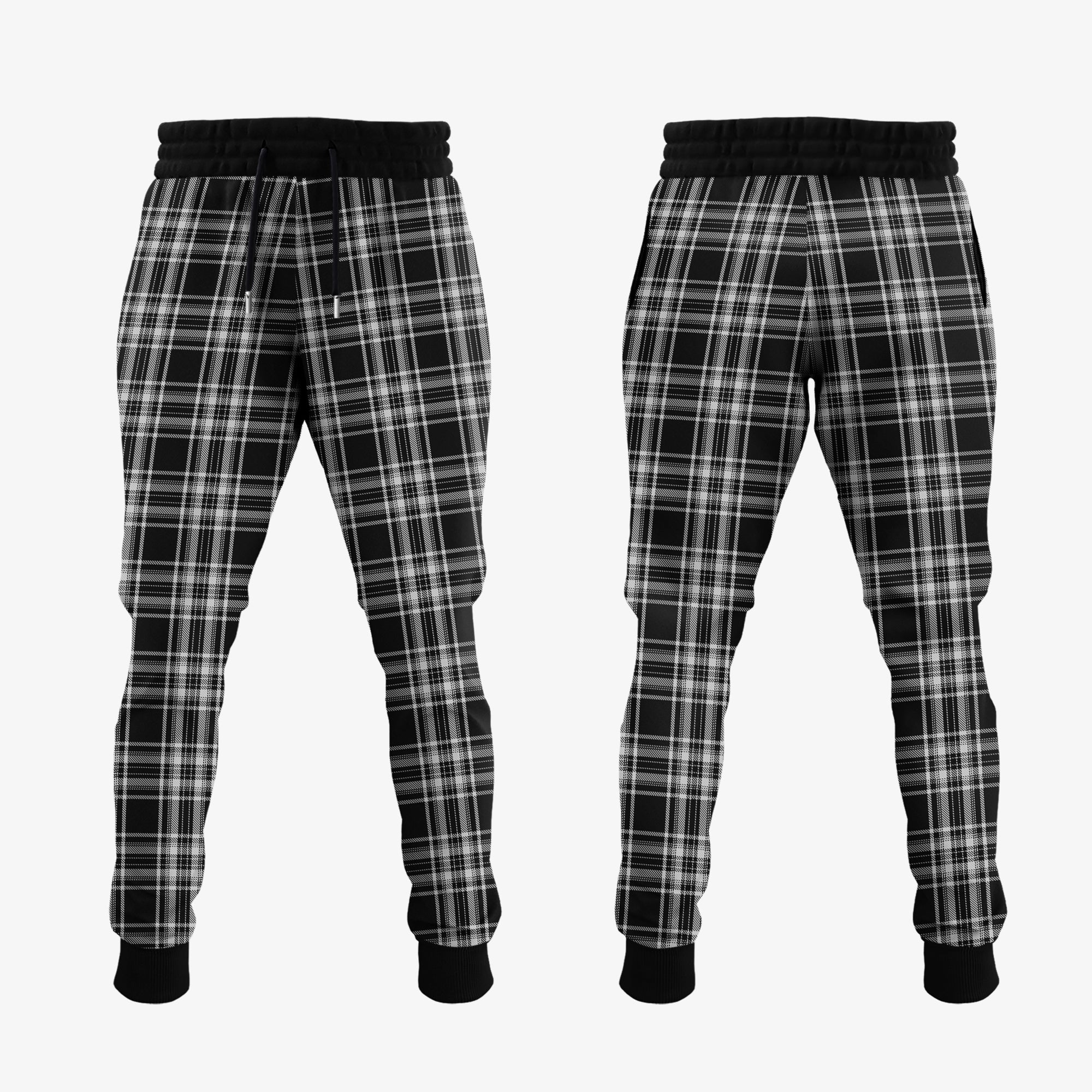 Stewart Black And White Tartan Crest Jogger Sweatpants