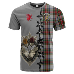 Stewart Dress Tartan T-shirt - Lion Rampant And Celtic Thistle Style