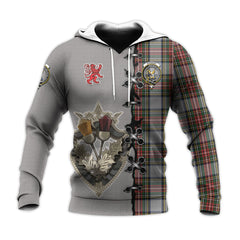 Stewart Dress Tartan Hoodie - Lion Rampant And Celtic Thistle Style