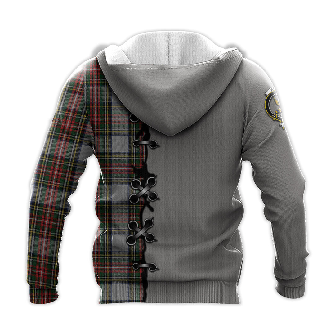 Stewart Dress Tartan Hoodie - Lion Rampant And Celtic Thistle Style