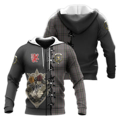 Stewart Grey Tartan Hoodie - Lion Rampant And Celtic Thistle Style