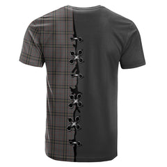 Stewart Grey Tartan T-shirt - Lion Rampant And Celtic Thistle Style