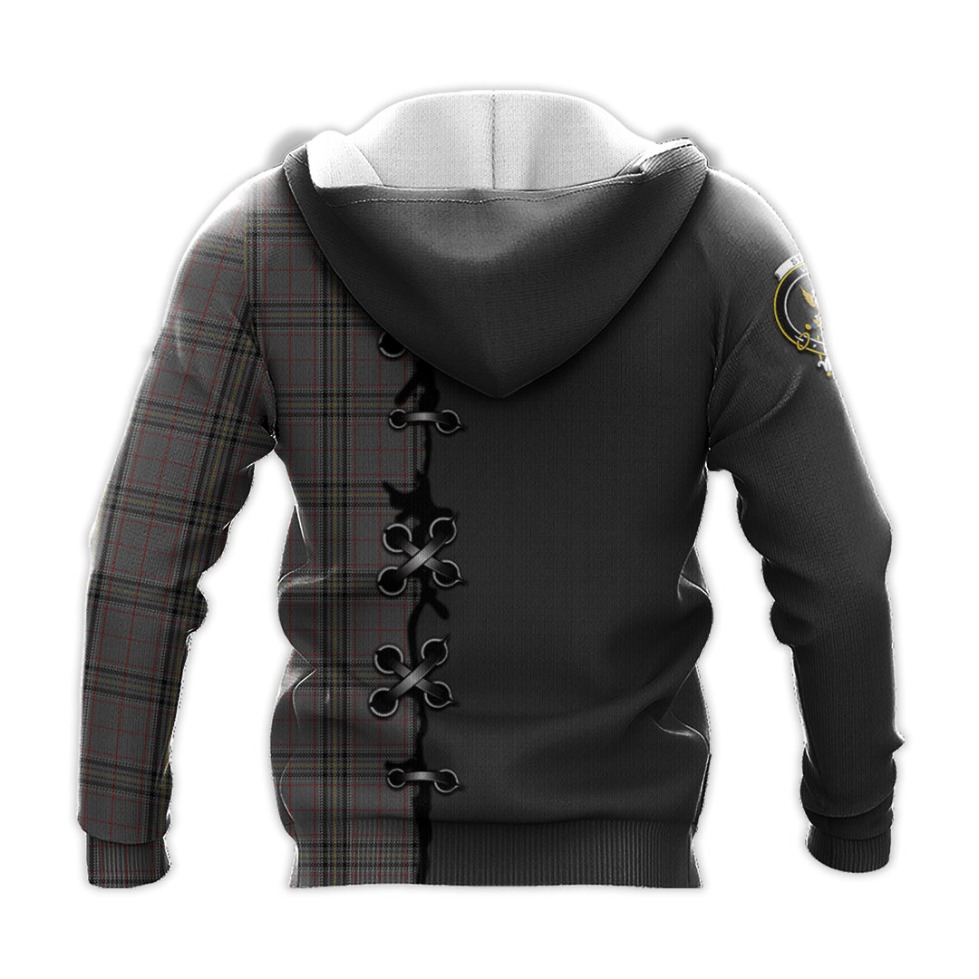 Stewart Grey Tartan Hoodie - Lion Rampant And Celtic Thistle Style