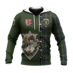 Stewart Hunting Tartan Hoodie - Lion Rampant And Celtic Thistle Style