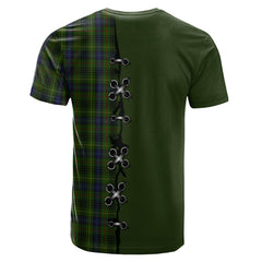 Stewart Hunting Tartan T-shirt - Lion Rampant And Celtic Thistle Style