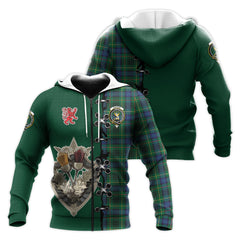 Stewart Hunting Modern Tartan Hoodie - Lion Rampant And Celtic Thistle Style