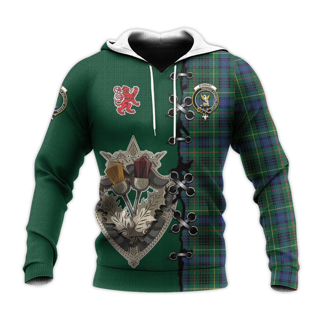 Stewart Hunting Modern Tartan Hoodie - Lion Rampant And Celtic Thistle Style