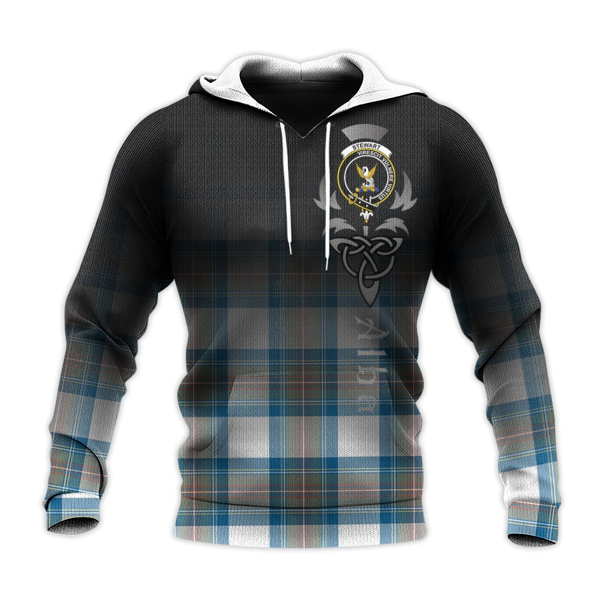 Stewart Muted Blue Tartan Hoodie - Alba Celtic Style