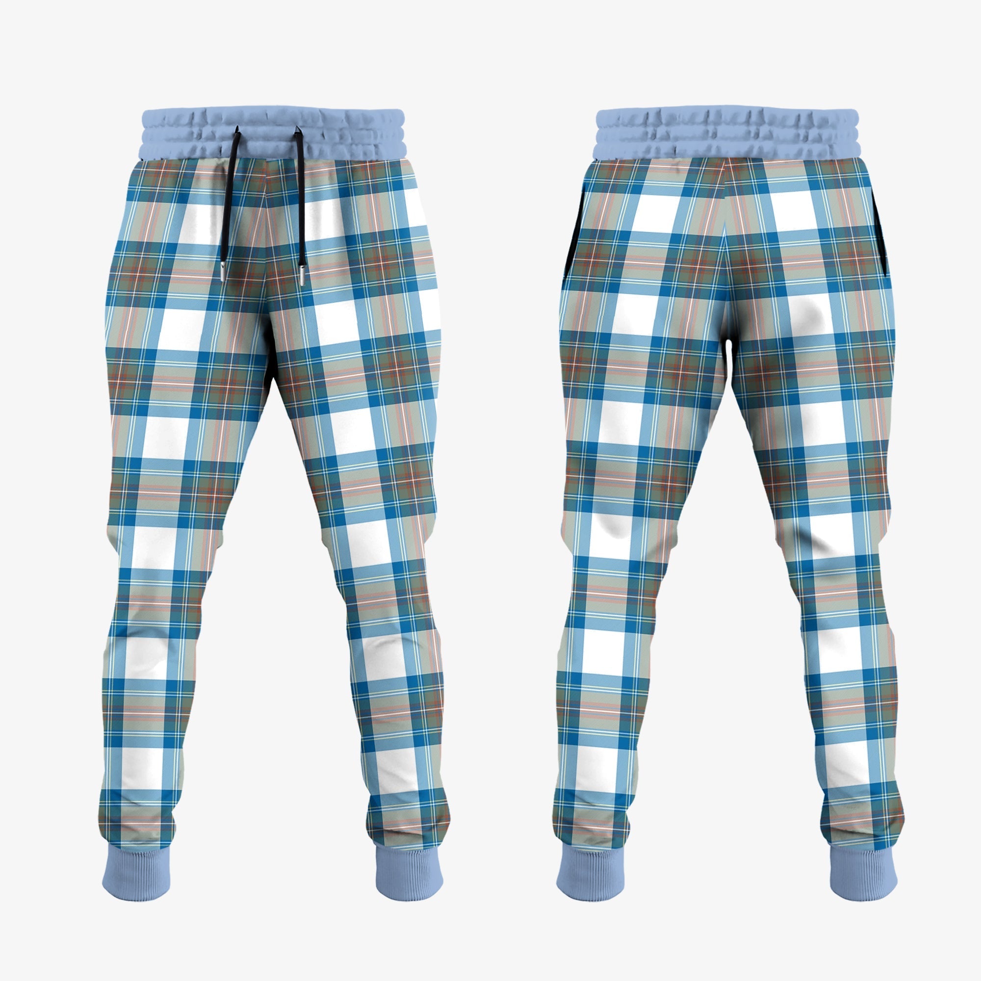 Stewart Muted Blue Tartan Crest Jogger Sweatpants