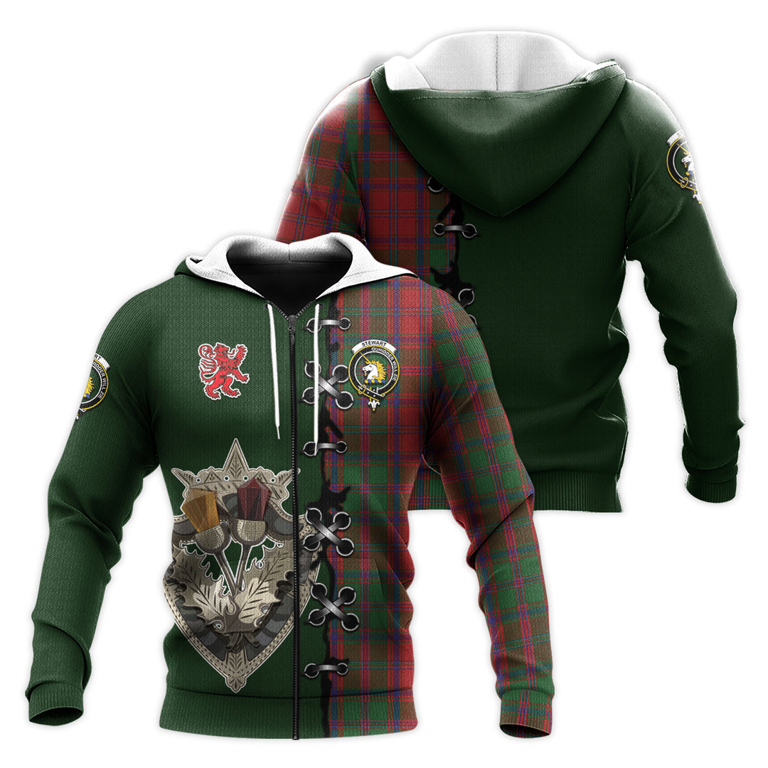 Stewart of Appin Tartan Hoodie - Lion Rampant And Celtic Thistle Style