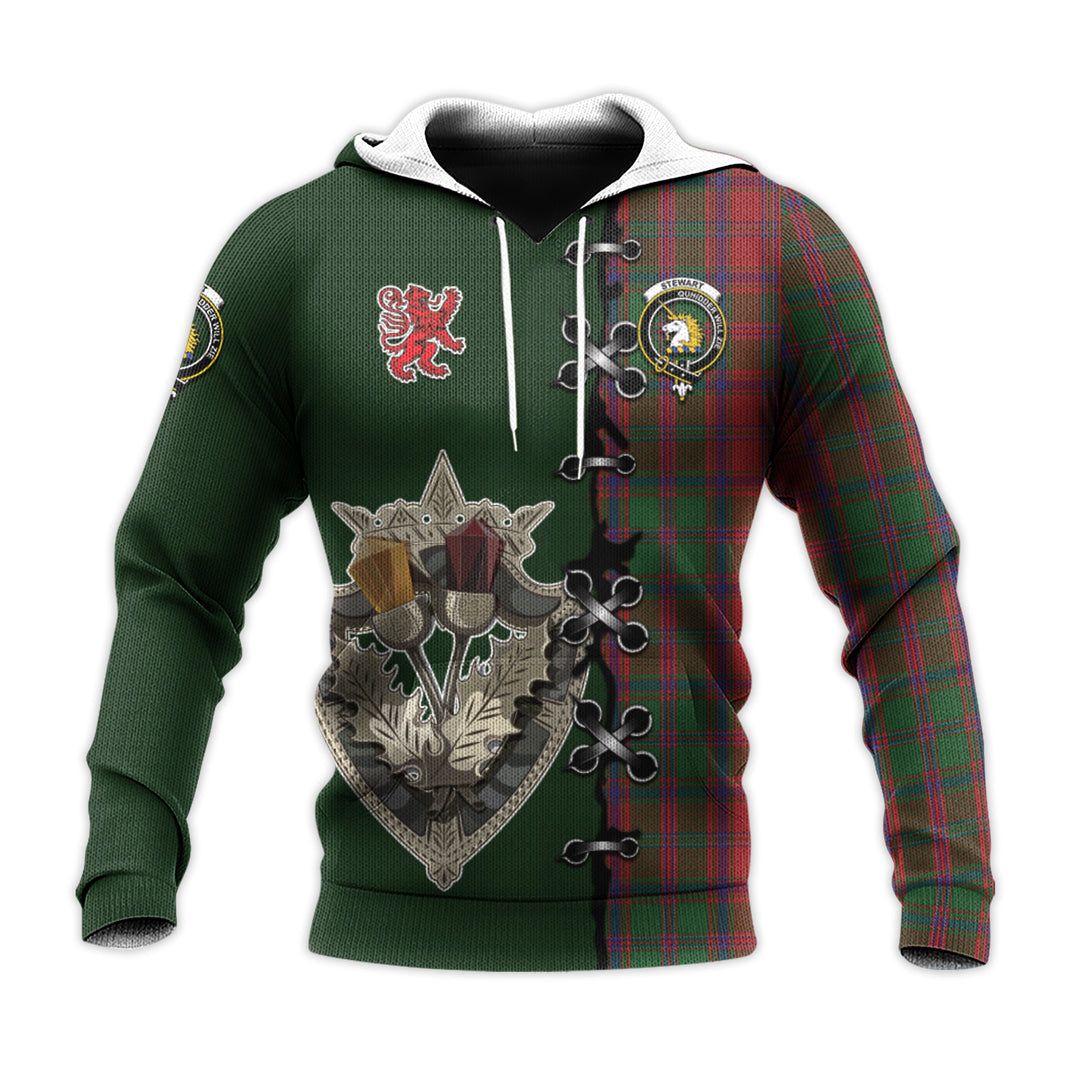 Stewart of Appin Tartan Hoodie - Lion Rampant And Celtic Thistle Style