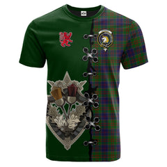 Stewart of Appin Hunting Tartan T-shirt - Lion Rampant And Celtic Thistle Style