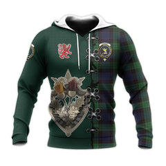 Stewart Old Tartan Hoodie - Lion Rampant And Celtic Thistle Style