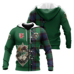 Stewart Old Modern Tartan Hoodie - Lion Rampant And Celtic Thistle Style