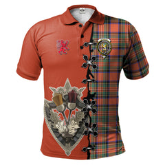 Stewart Royal Ancient Tartan Polo Shirt - Lion Rampant And Celtic Thistle Style