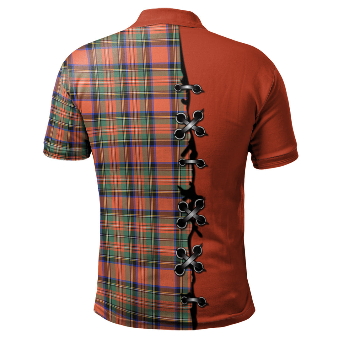 Stewart Royal Ancient Tartan Polo Shirt - Lion Rampant And Celtic Thistle Style