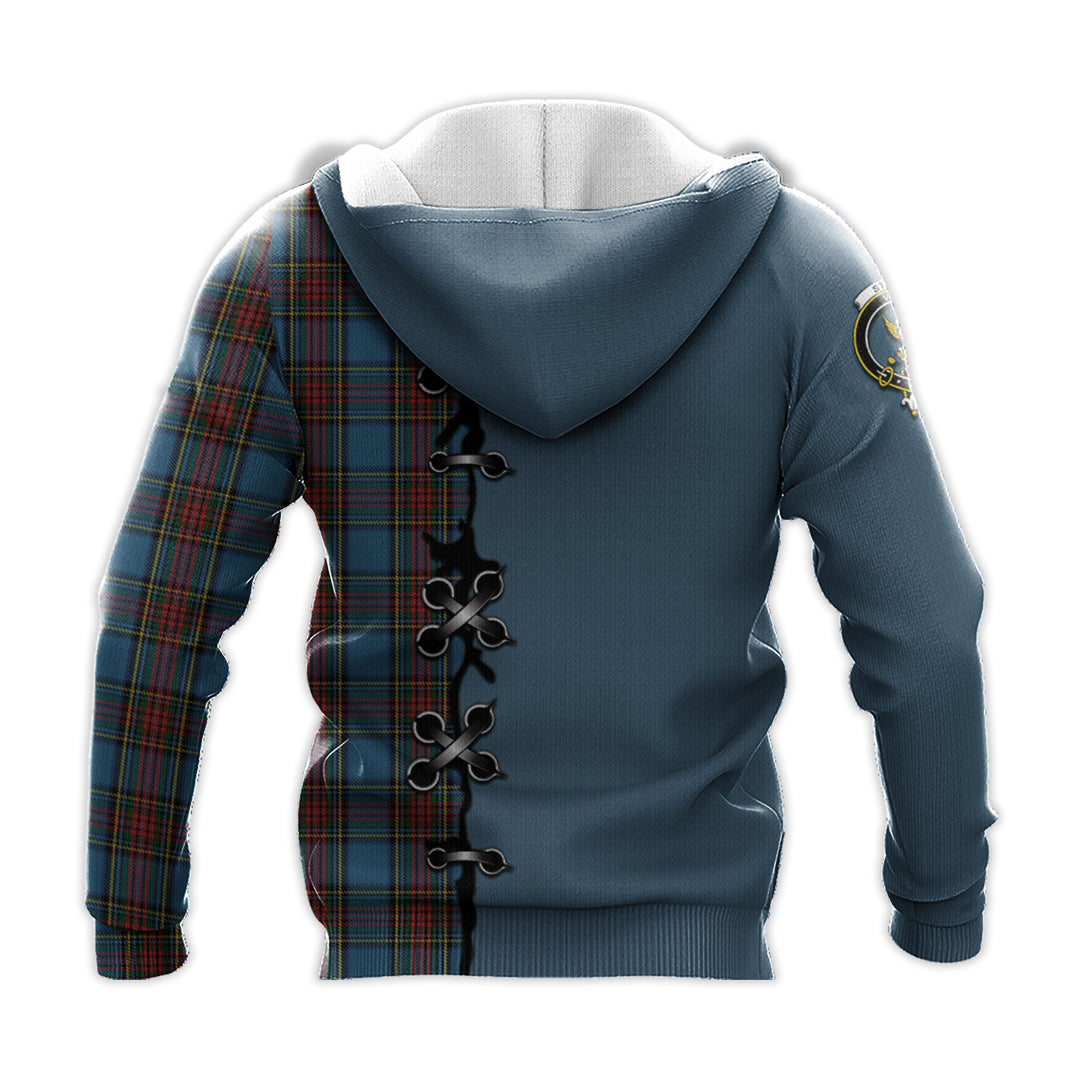 Stewart Royal Blue Tartan Hoodie - Lion Rampant And Celtic Thistle Style