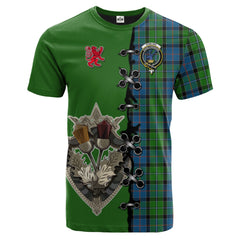 Stirling Tartan T-shirt - Lion Rampant And Celtic Thistle Style