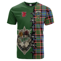 Stirling Bannockburn Tartan T-shirt - Lion Rampant And Celtic Thistle Style